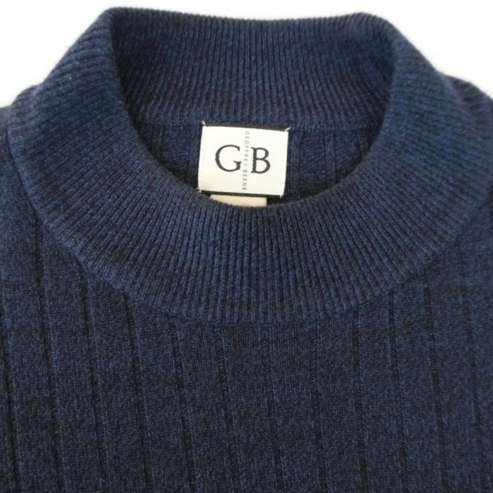Vintage 80s Geoffrey Beene Sweater Mock NO itch Acrylic Mens Midnight Blue XL